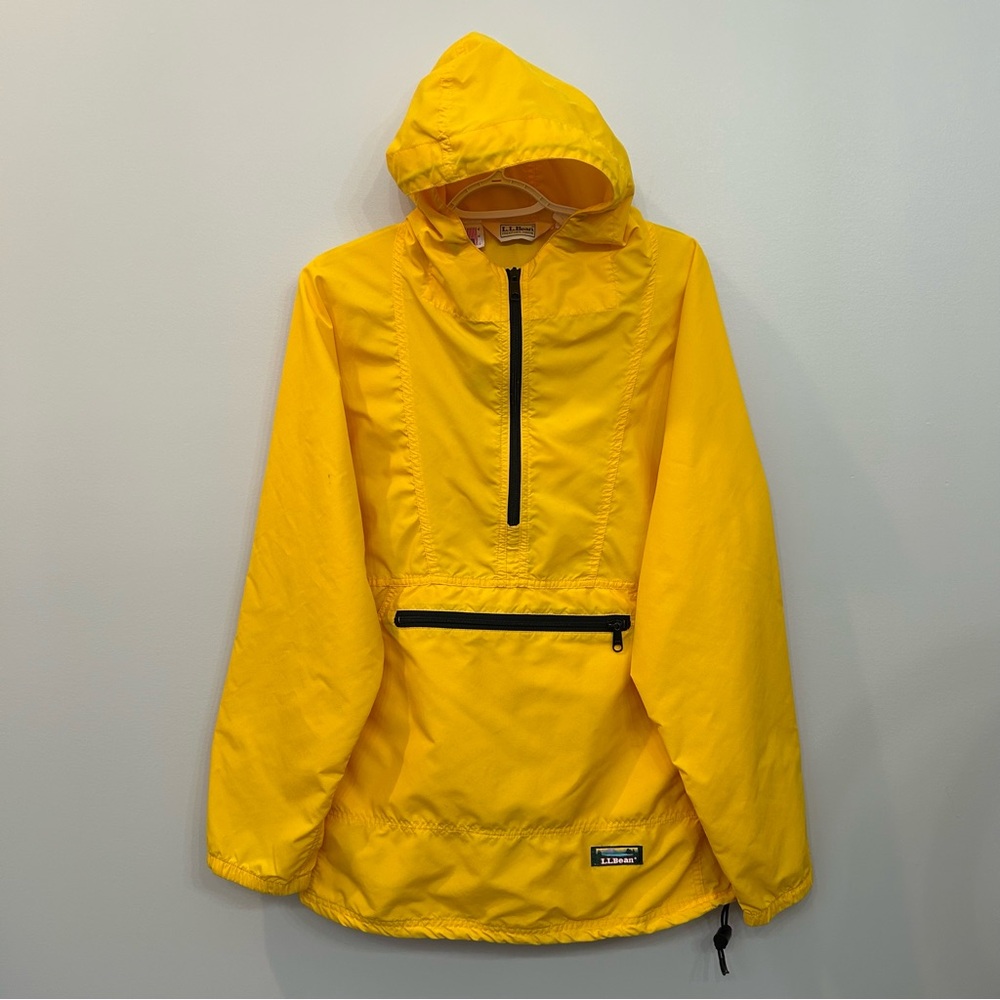 LL Bean Vintage Men’s Packable Hooded Windbreaker Jacket Yellow Size M